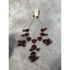 Red Fashionable Women's Necklace Gold Tone Red Beads Matching Earrings